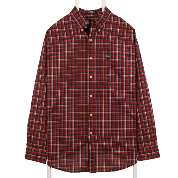 Chaps 90's Long Sleeve Button Up Check Shirt XLarge Red