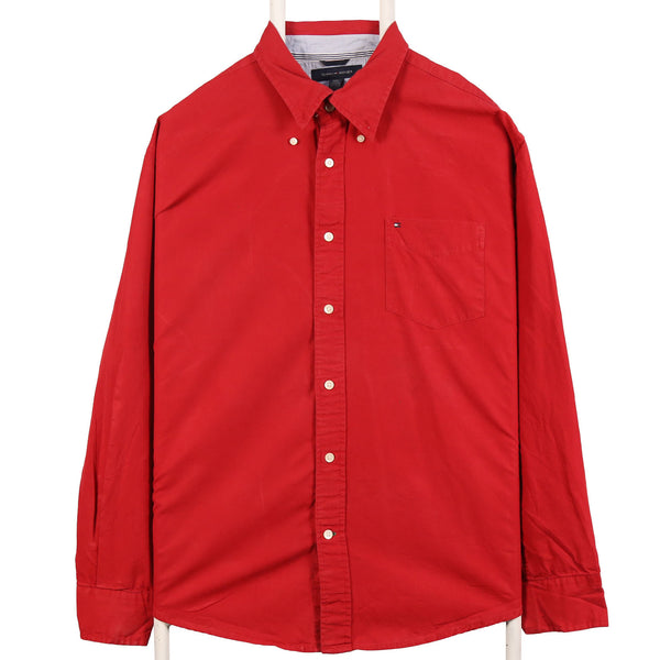 Tommy Hilfiger 90's Long Sleeve Button Up Plain Shirt XLarge Red