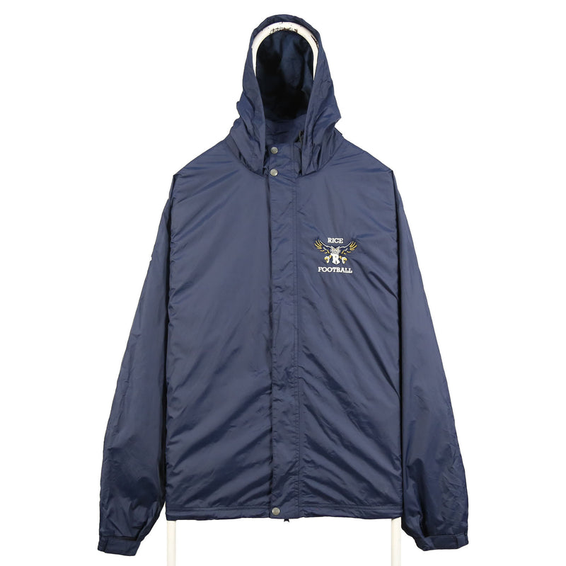Adidas 90's Football Waterproof Zip Up Hooded Windbreaker Jacket XLarge Blue