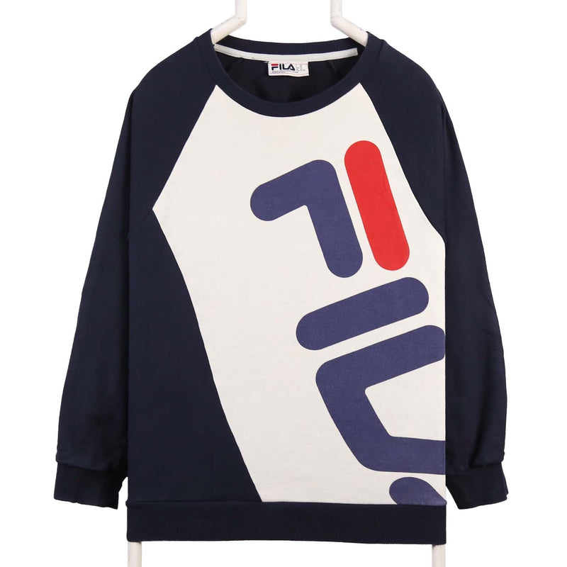 Fila 90's Spellout Logo Long Sleeve Sweatshirt XLarge Blue