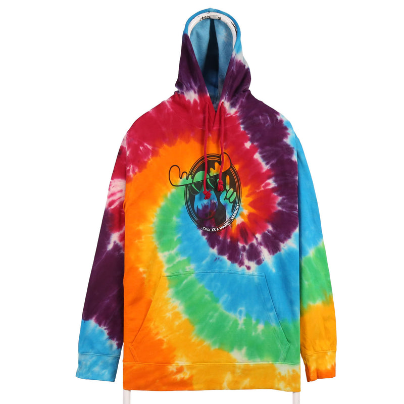 Art Forms 90's Tie Dye Moose Hoodie Large Blue