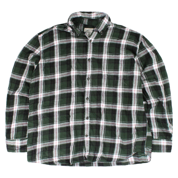 St Johns Bay 90's Long Sleeve Button Up Check Shirt XLarge Green