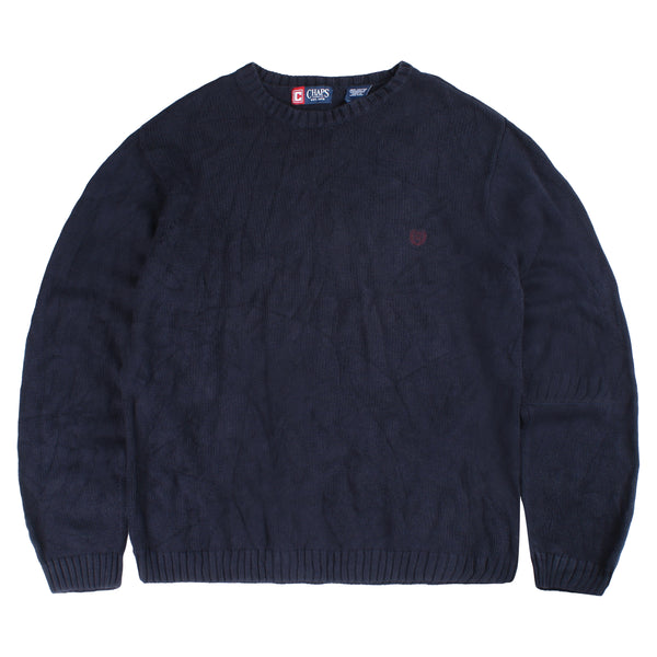 Chaps Ralph Lauren  Knitted Crewneck Jumper / Sweater XXLarge (2XL) Navy Blue