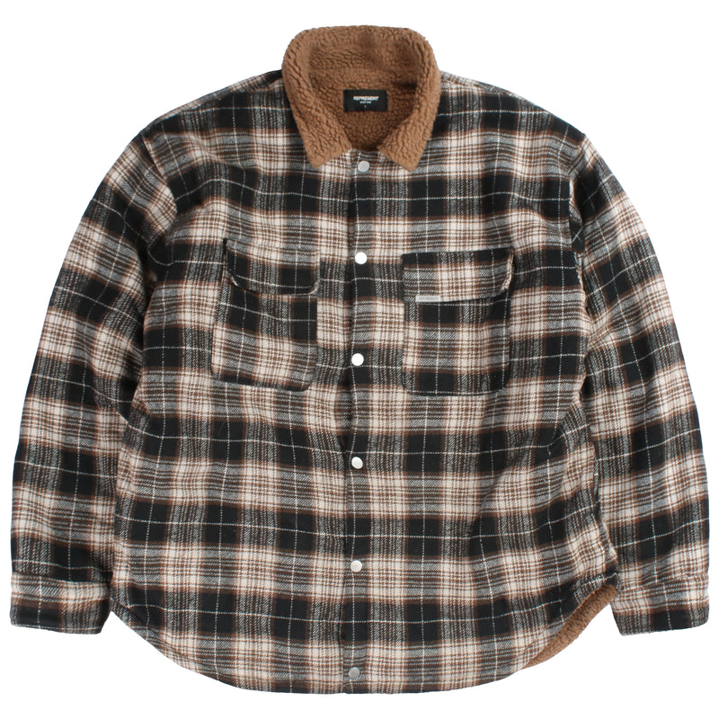 Represent  Overshirt Lumberjack Button Up Shirt Large Brown