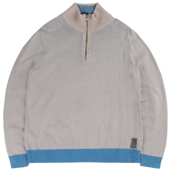 Izod  Quarter Zip Knitted Jumper / Sweater Small Grey