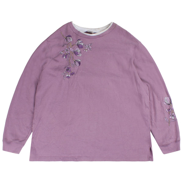 Blair  Flower Crewneck Sweatshirt XLarge Purple