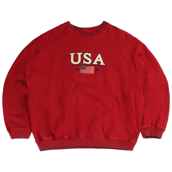 C&B  USA Spellout Heavyweight Sweatshirt XLarge (missing sizing label) Red