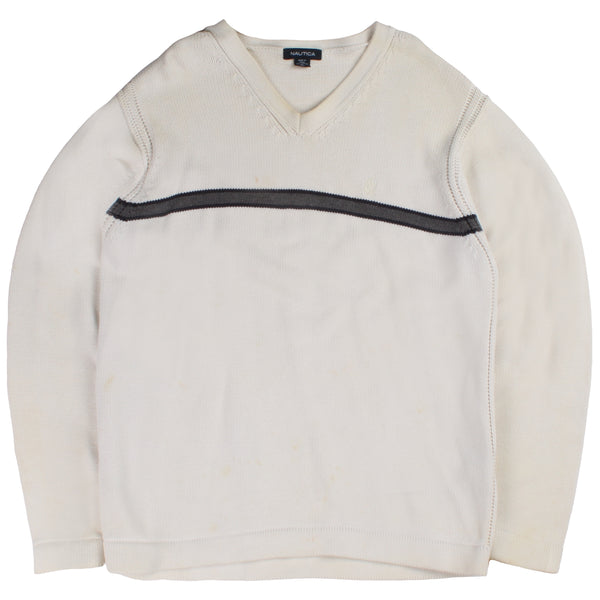 Nautica  Knitted V Neck Jumper / Sweater XLarge White