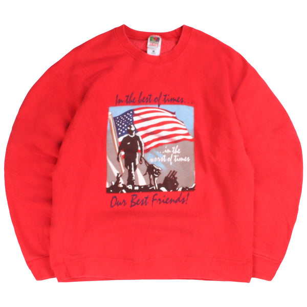 Fruit of the Loom  America Heavyweight Crewneck Sweatshirt Large Red