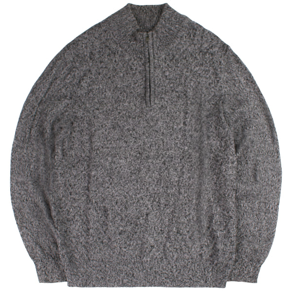 Calvin Klein  Knitted Quarter Zip Fleece Jumper Large Grey