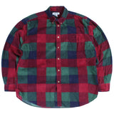 Cherokee  Corduroy Long Sleeve Button Up Check Shirt Large Burgundy Red