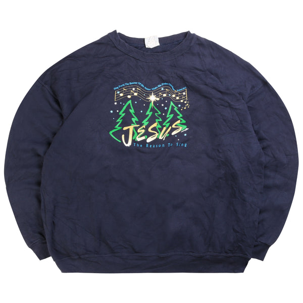 Lee  Jesus Crewneck Sweatshirt XLarge Navy Blue