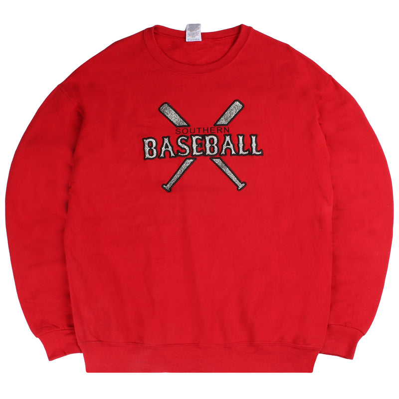 Jerzees  Baseball Crewneck Sweatshirt Large Red