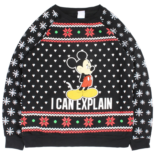 Disney  Mickey Mouse Christmas Crewneck Sweatshirt Medium Black