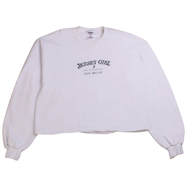 Jerzees  Jersey Girl Cropped Crewneck Sweatshirt Medium White