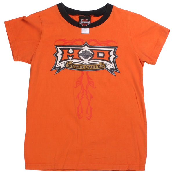 Harley Davidson  Short Sleeve Crewneck T Shirt XLarge Orange