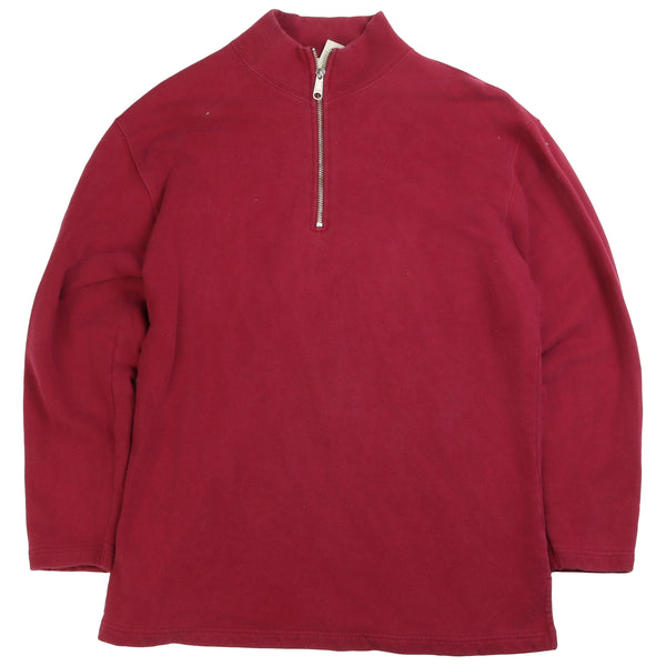 Eddie Bauer  Plain Quarter Zip Sweatshirt Small Burgundy Red