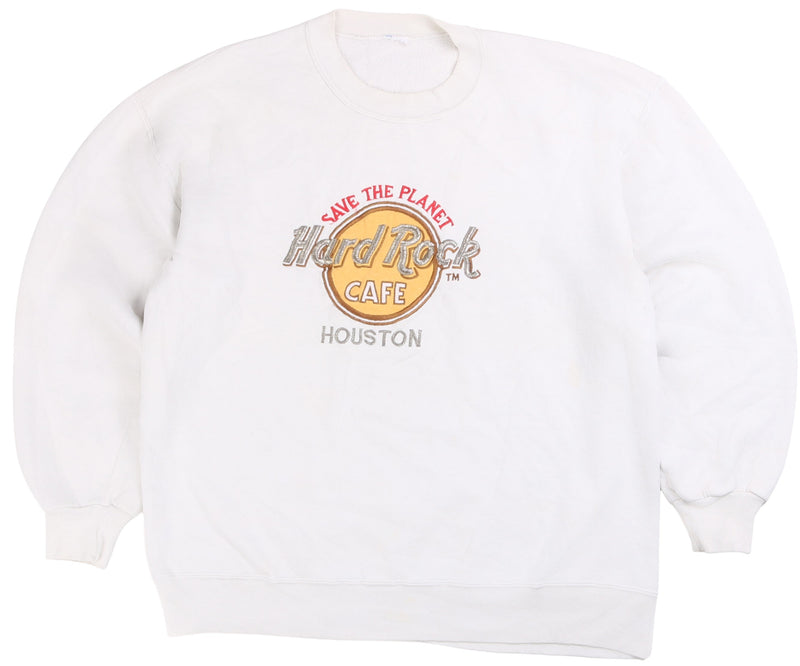 Hard Rock Cafe  Houston Heavyweight Crewneck Sweatshirt Small (missing sizing label) White