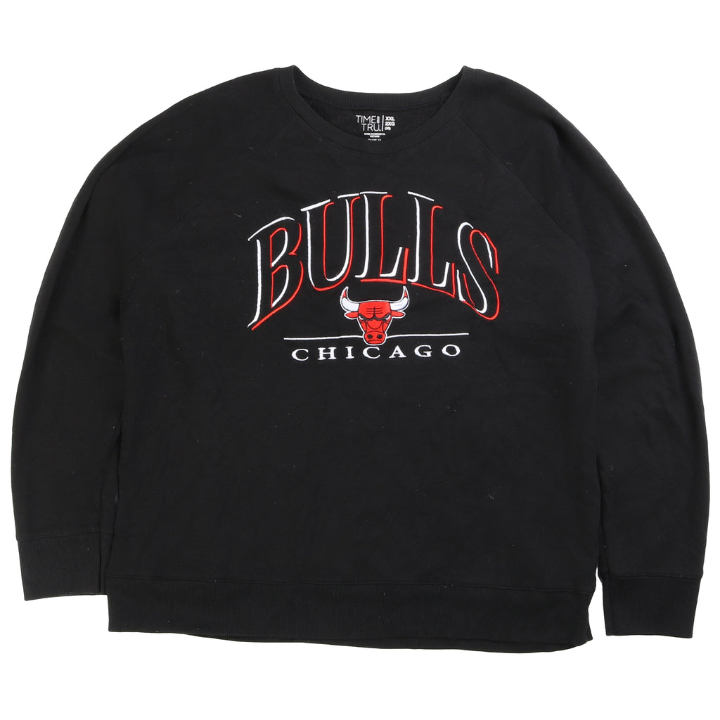 Time Tru Chicago Bulls NFL Crewneck Sweatshirt XXLarge 2XL Black
