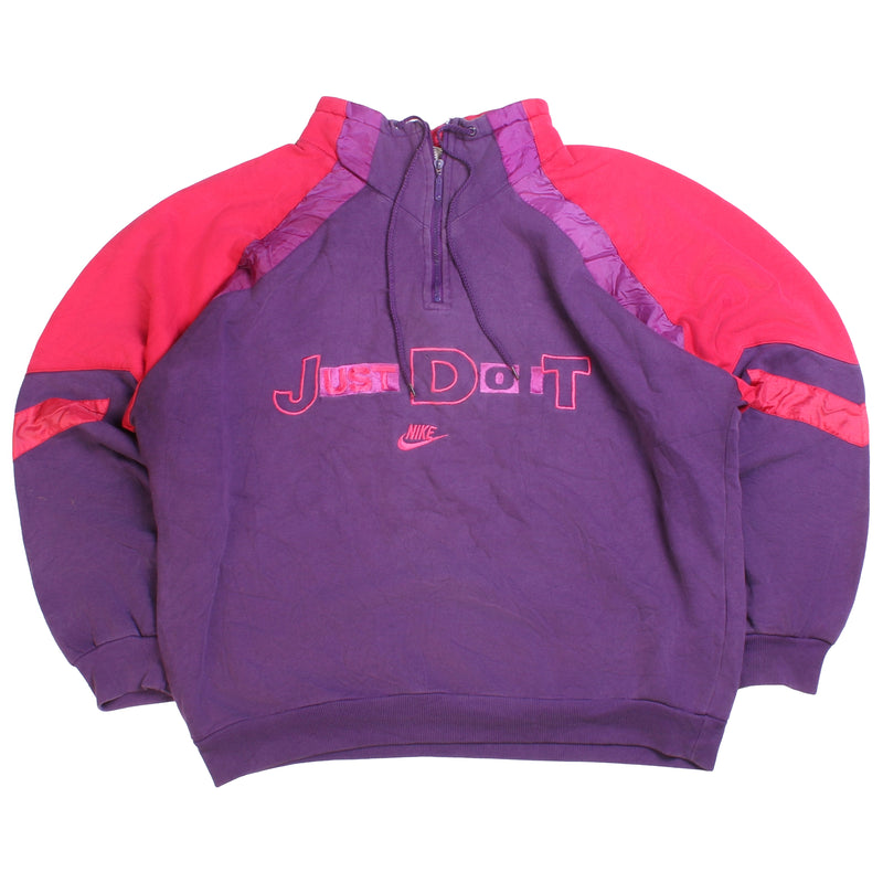 Nike  Just Do It Quarter Zip Sweatshirt Medium Purple