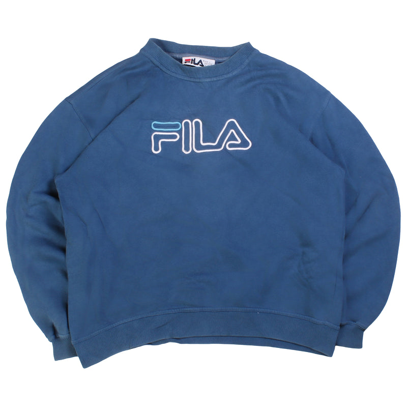 Fila  Spellout Heavyweight Crewneck Sweatshirt Large Blue