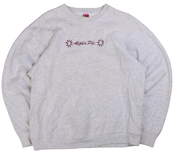 Fruit of the Loom  Alpha Phi Heavyweight Crewneck Sweatshirt Large Grey