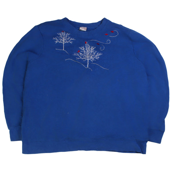 Holiday  Tree Crewneck Sweatshirt XXLarge (2XL) Blue