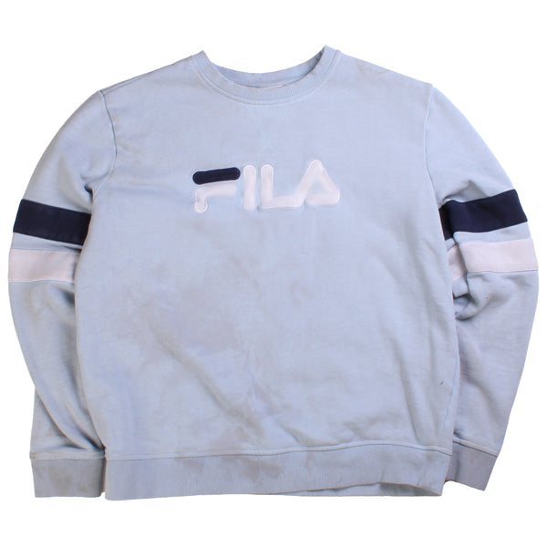 Fila  Spellout Heavyweight Crewneck Sweatshirt Large Blue