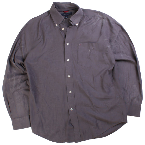 Tommy Hilfiger  Plain Long Sleeve Button Up Shirt Small Grey