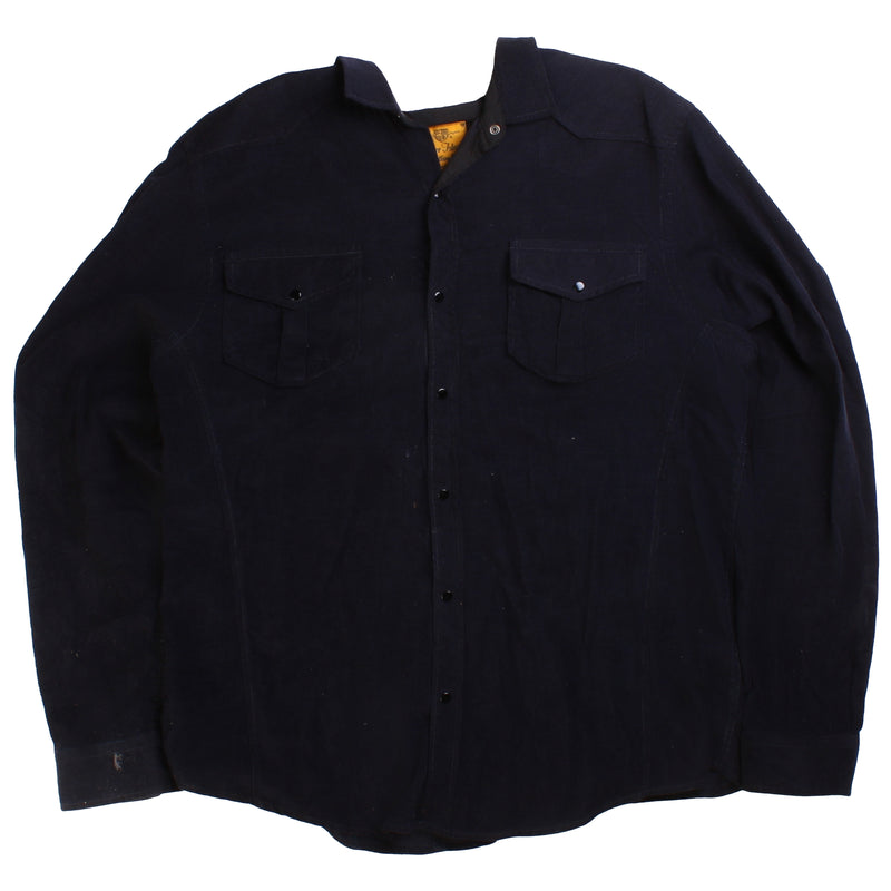 River Island  Corduroy Long Sleeve Button Up Shirt XLarge Navy Blue