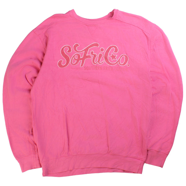 Southern Fried Cotton  SoFriCo Crewneck Sweatshirt Small Pink