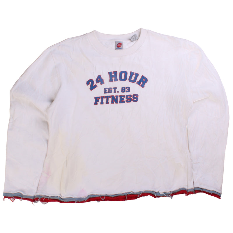 24 Fitness  24 Hour Crewneck Sweatshirt Large White