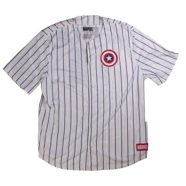 Marvel  Marval Baseball Short Sleeve Button Up Jersey XLarge White