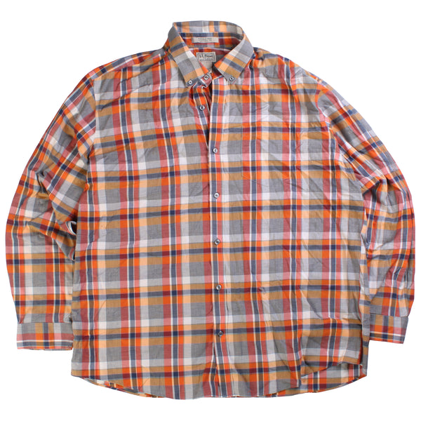 L.L.Bean  Collared Long Sleeve Check Shirt XLarge Orange