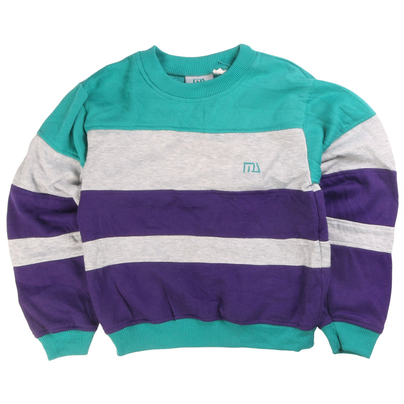 Max Accive  Striped Heavyweight Sweatshirt Large Turquoise Blue Green