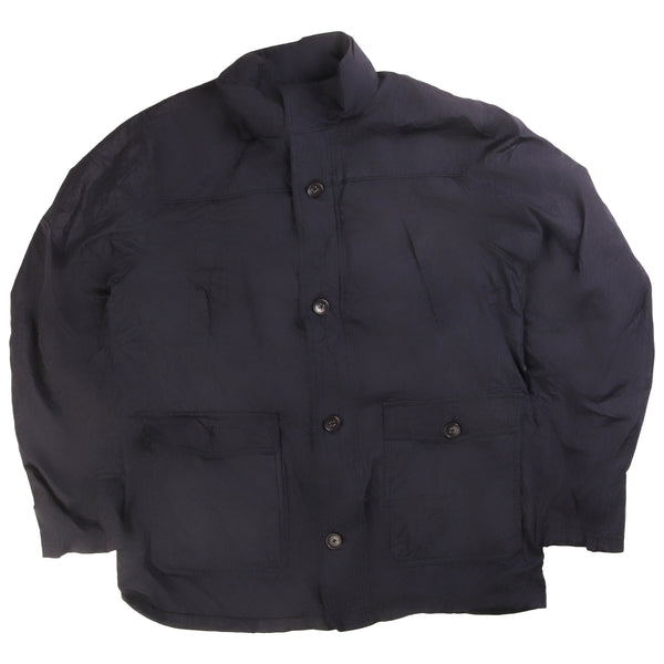 Beverly Hills  Button Up Parka Large Navy Blue