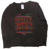 Harley Davidson  Spellout Long Sleeve Crewneck T Shirt Large Black