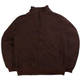 Links Edition  Pullover Quarter Zip Jumper / Sweater Large Brown