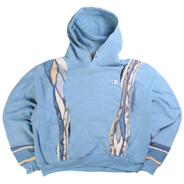 Champion  Rework Coogi Reverse Weave Hoodie XLarge Blue