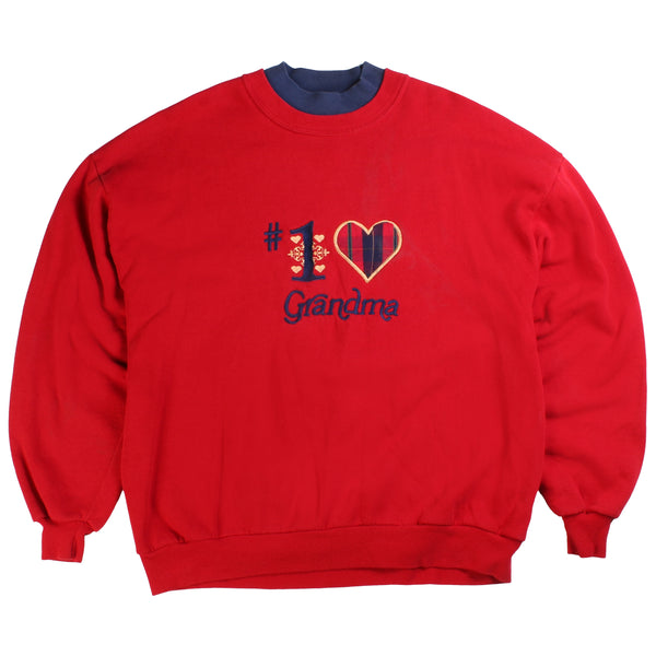 Pleasant  Num 1 Grandma Heavyweight Crewneck Sweatshirt XLarge Red