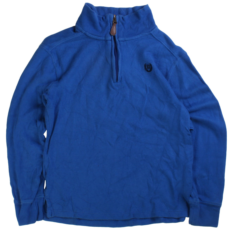 Chaps Ralph Lauren  Quarter Zip Ribbed Knitted Jumper / Sweater Small Blue