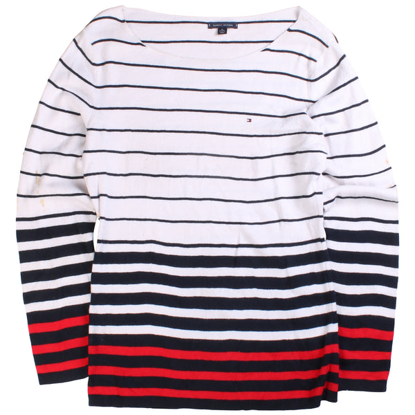 Tommy Hilfiger  Knitted Striped Crewneck Jumper / Sweater XLarge White