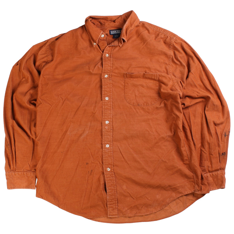 Lands End  Corduroy Long Sleeve Back Print Shirt Large Orange