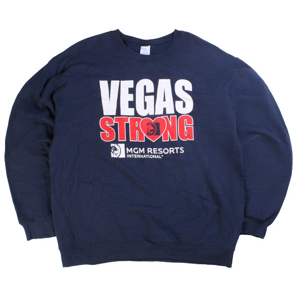 Port and Company  Vegas Strong Heavyweight Crewneck Sweatshirt XLarge Navy Blue