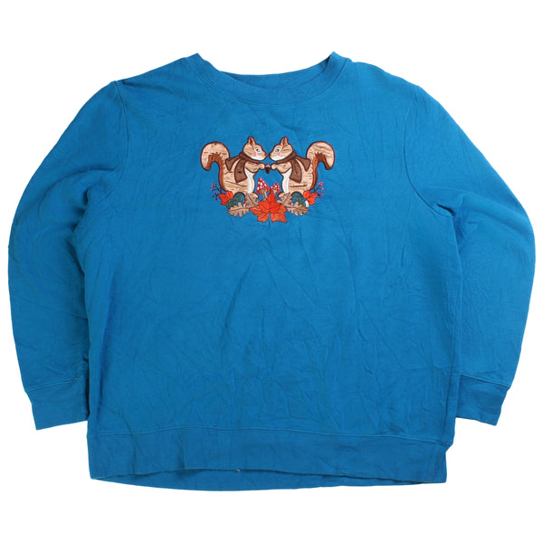 Basic Edition  Squirrel Crewneck Sweatshirt XLarge Blue