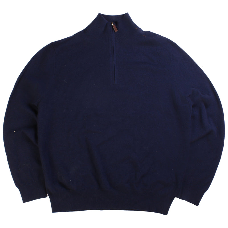 Polo Ralph Lauren  Pullover Quarter Zip Knitted Jumper / Sweater XLarge Blue