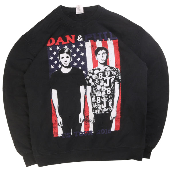 Gildan  Dan and Phil Crewneck Sweatshirt Medium Black