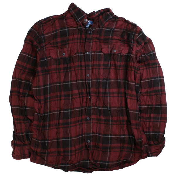 George  Lumberjack Check Long Sleeve Button Up Shirt Large Burgundy Red