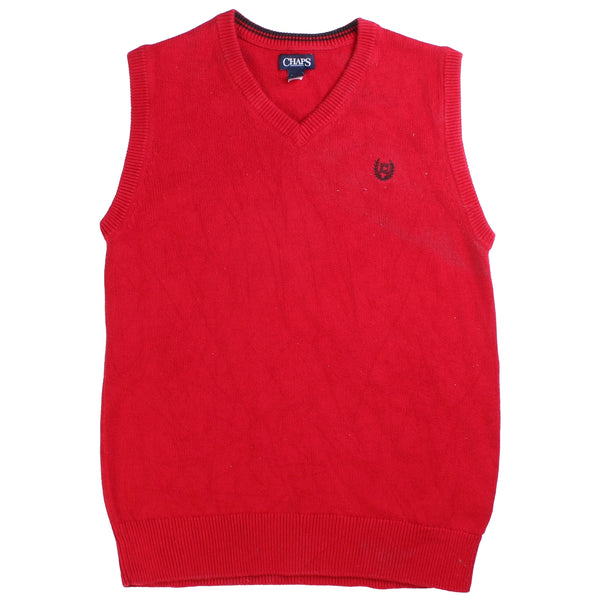 Chaps  Sleeveless V Neck Knitted Jumper / Sweater XLarge Red