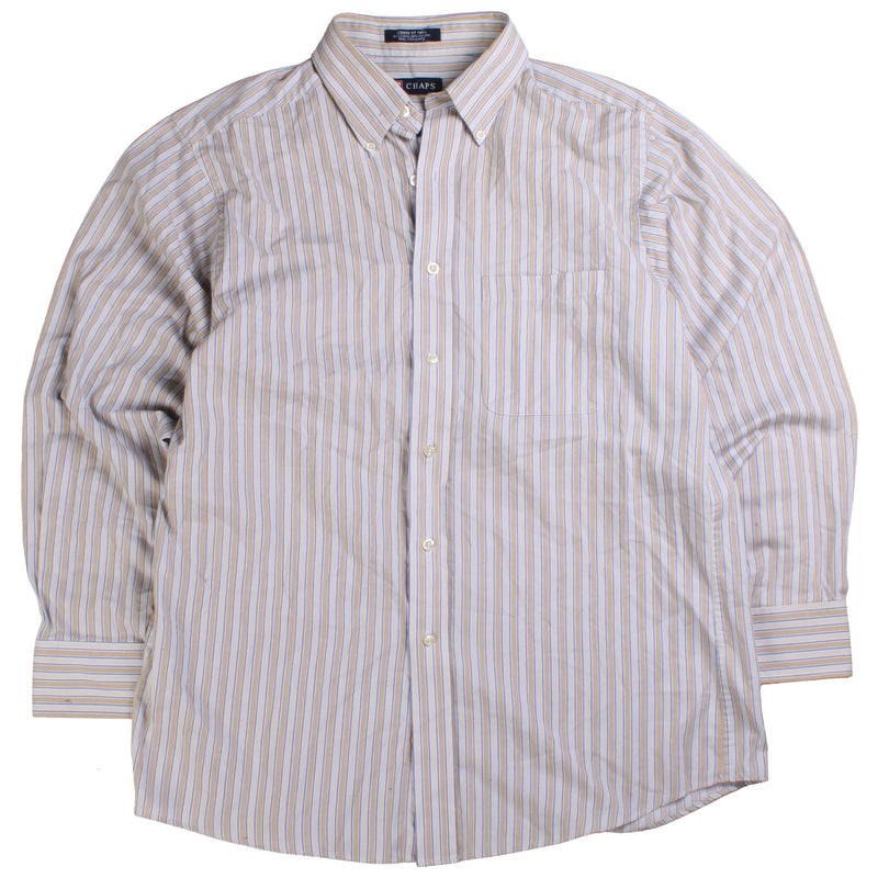 Chaps Ralph Lauren  Stripped Long Sleeve Button Up Shirt Medium White